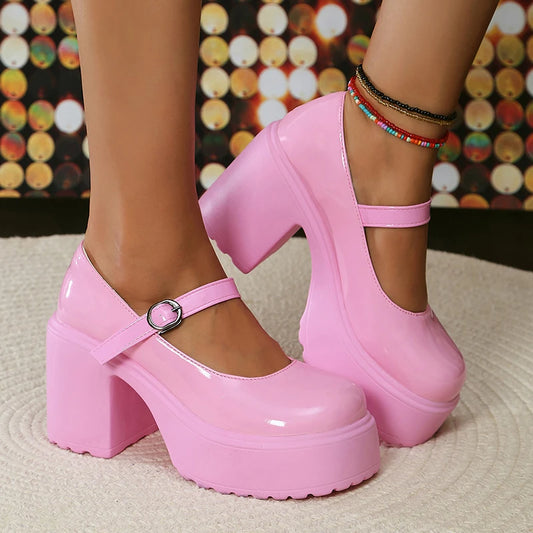 Stylish Chunky Mid Heel Mary Jane Shoes