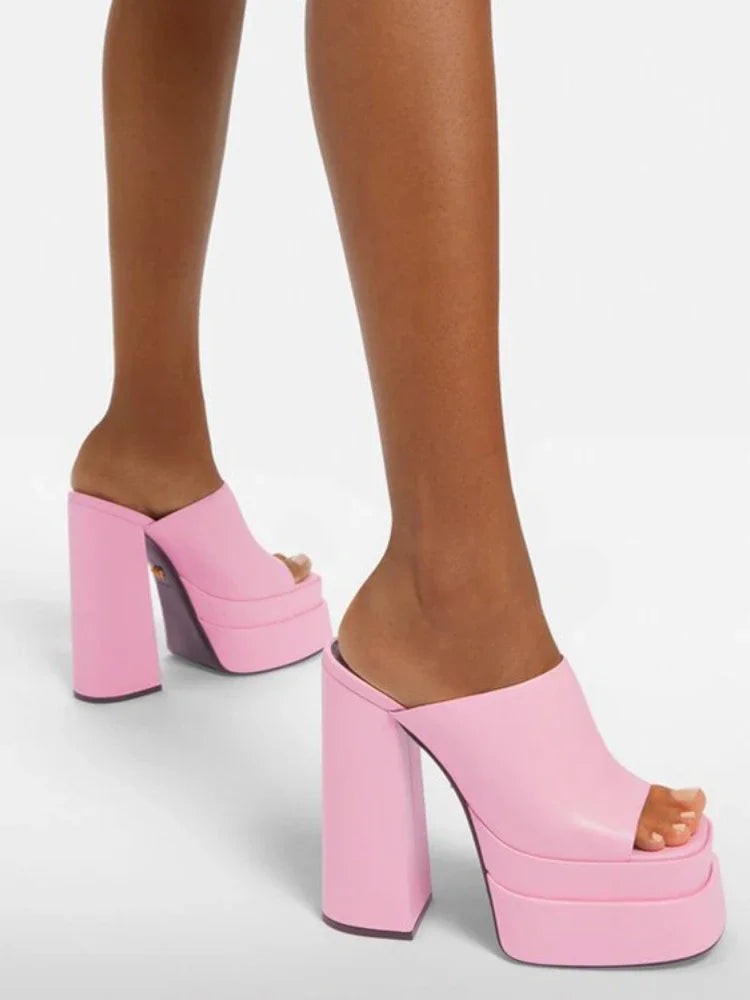 Luxury Designer Zapatos Mujer Open Back Platforms
