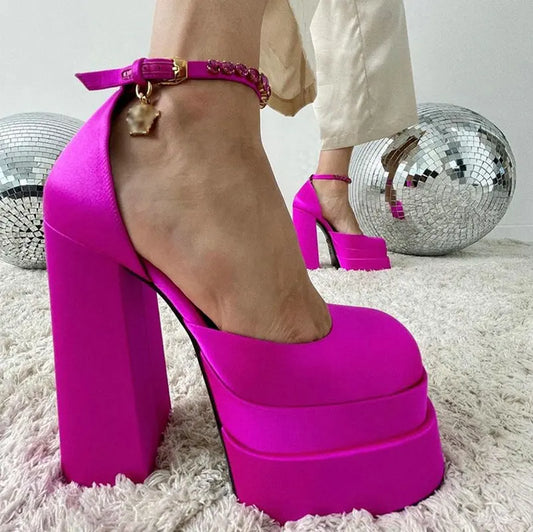 Luxury Silk Runway Gem Strap Shoes