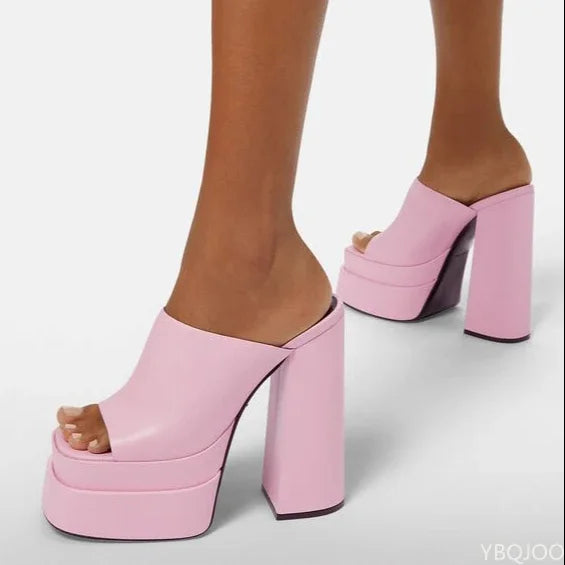 Luxury Designer Zapatos Mujer Open Back Platforms