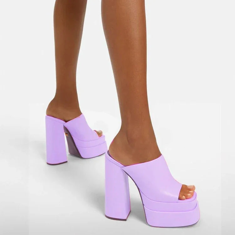 Luxury Designer Zapatos Mujer Open Back Platforms