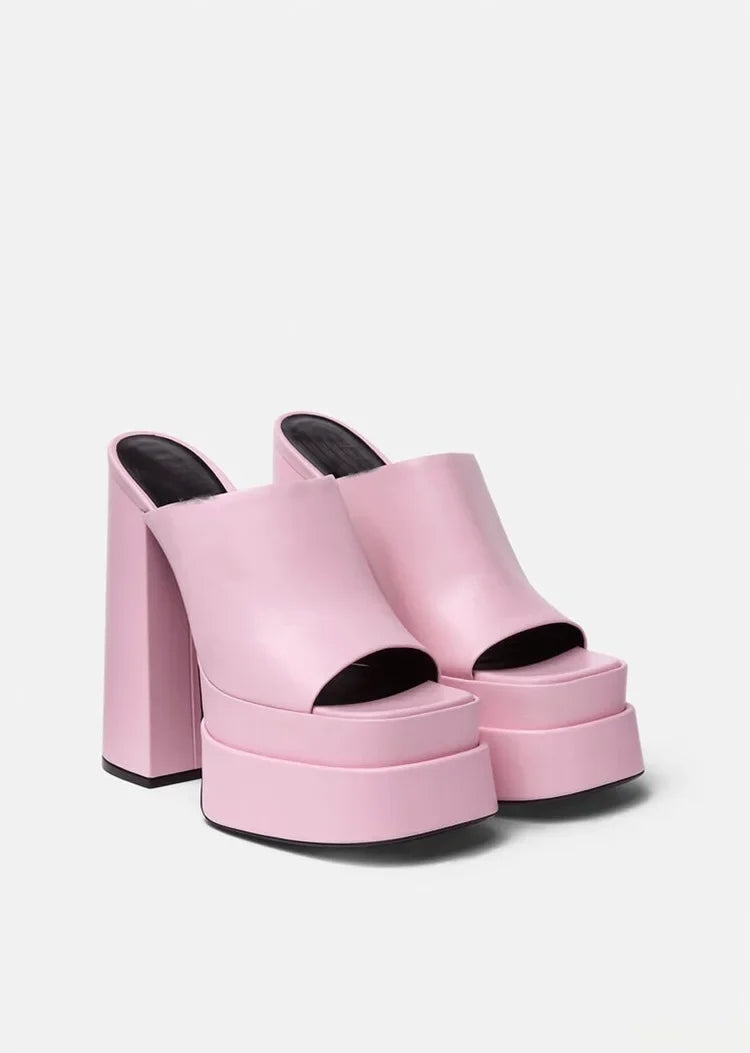 Luxury Designer Zapatos Mujer Open Back Platforms