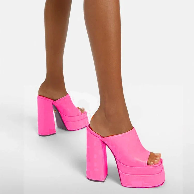 Luxury Designer Zapatos Mujer Open Back Platforms