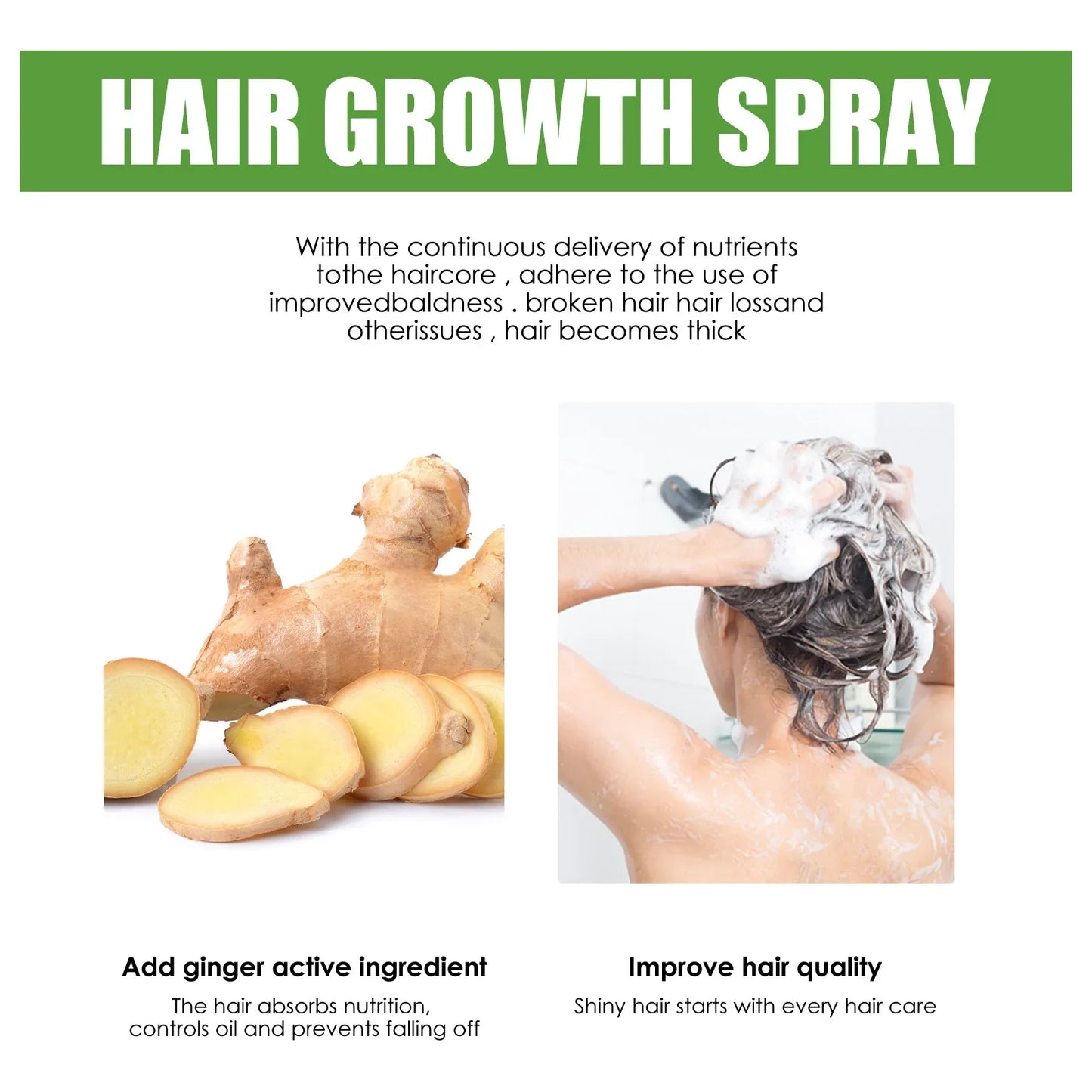 Natural Ginger Hair Growth Spray Anti Hair Loss Serum