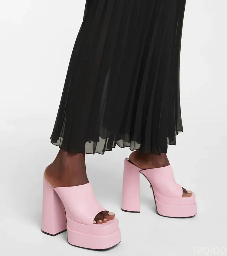 Luxury Designer Zapatos Mujer Open Back Platforms