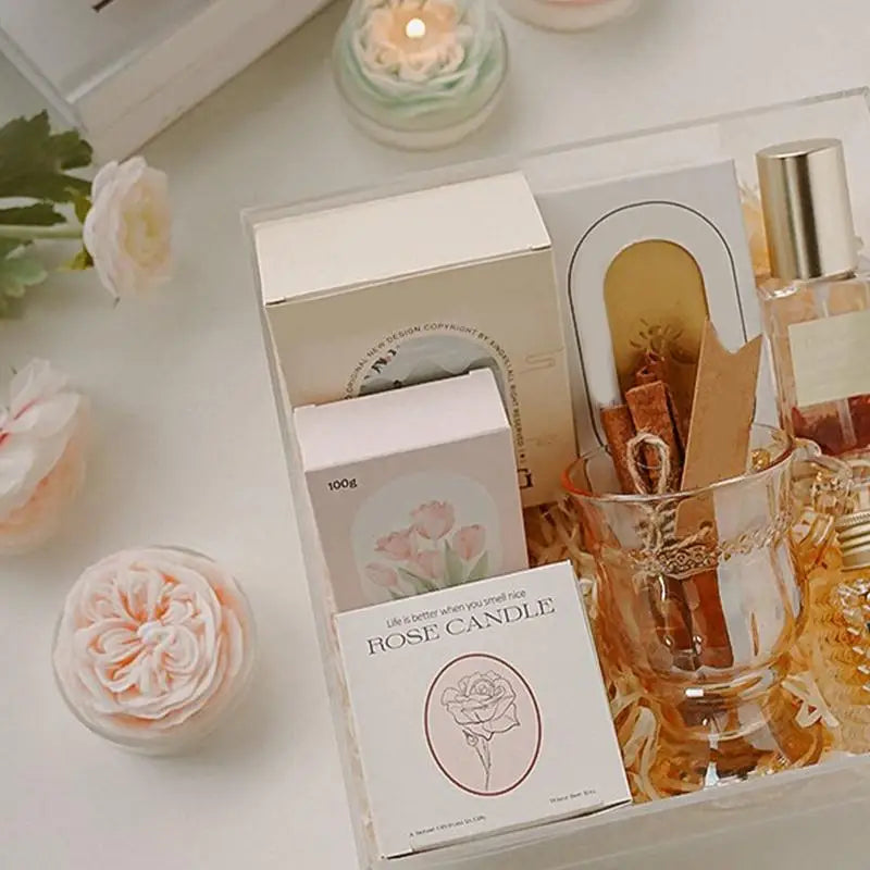 Natural Soy Wax Rose Style Aromatherapy Scented Candles